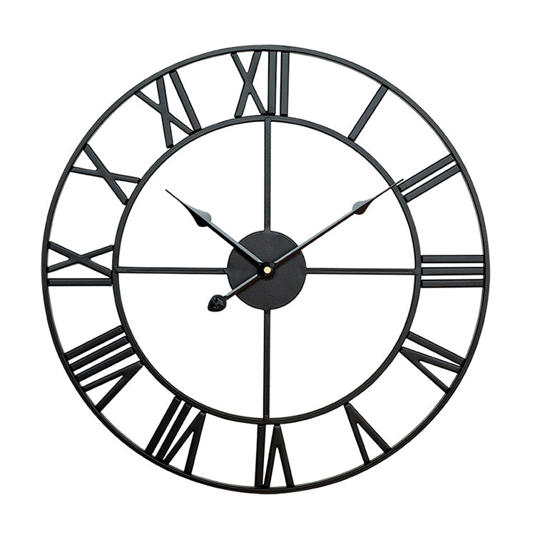 60cm Retro Living Room Iron Round Roman Numeral Mute Decorative Wall Clock, 60cm