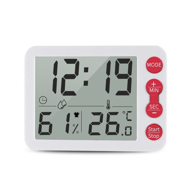 TS-9606-WR นาฬิกาปลุกหน้าจอใหญ่ เครื่องจับเวลา เครื่องวัดอุณหภูมิและความชื้น (สีขาวแดง)