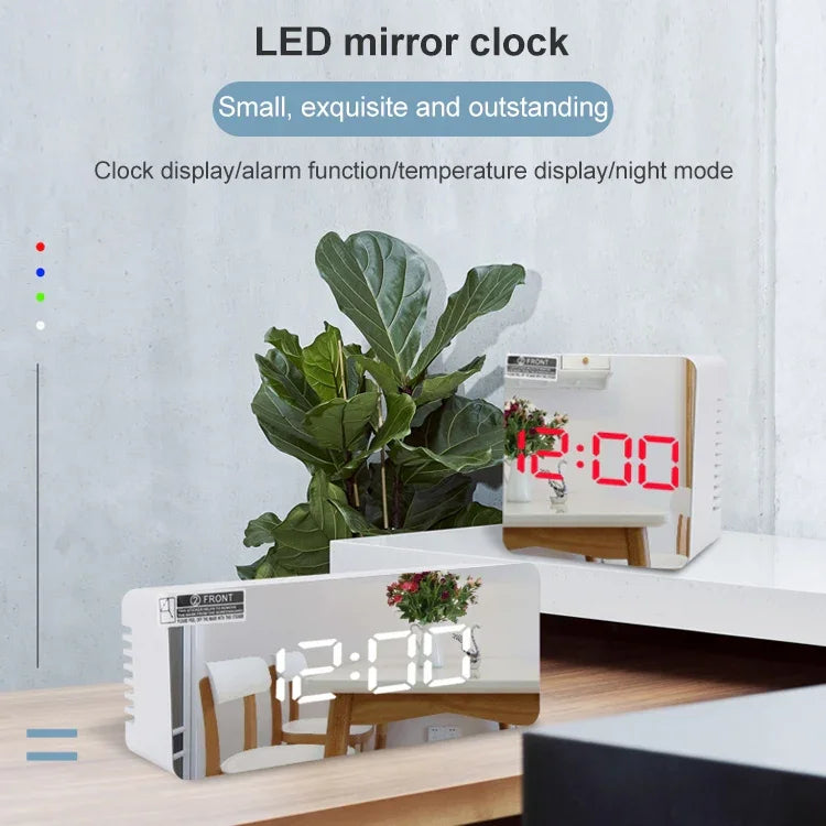 TS-S69-R นาฬิกาปลุก LED อเนกประสงค์ พร้อมกระจกแต่งหน้า ใช้แบตเตอรี่/ชาร์จไฟได้ รุ่น TS-S69-G, TS-S69-HW