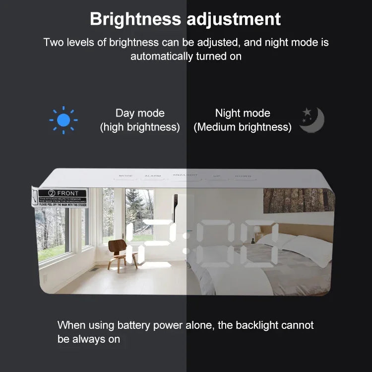 TS-S69-R นาฬิกาปลุก LED อเนกประสงค์ พร้อมกระจกแต่งหน้า ใช้แบตเตอรี่/ชาร์จไฟได้ รุ่น TS-S69-G, TS-S69-HW