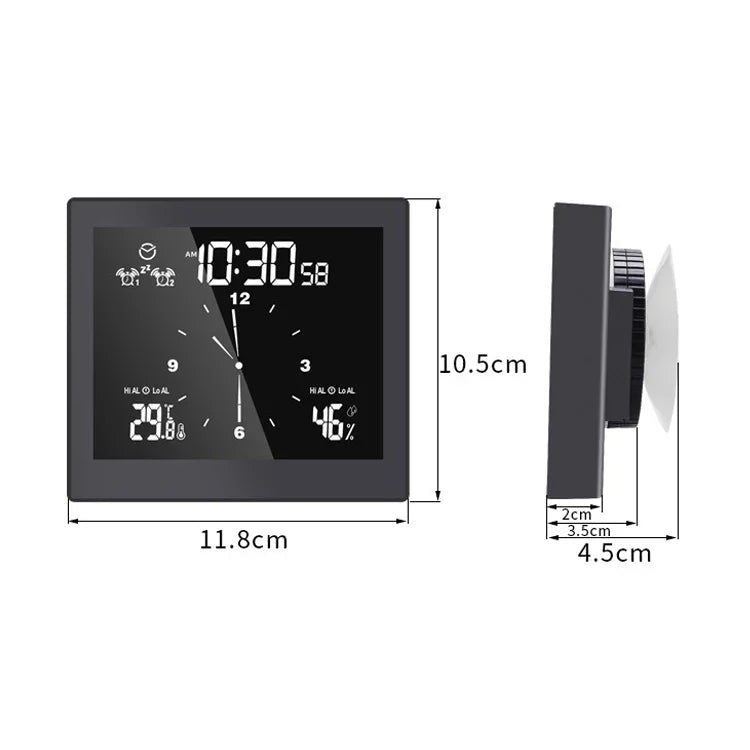 นาฬิกาตั้งเวลาติดผนังห้องน้ำกันน้ำ TS-WP10-W เทอร์โมมิเตอร์และไฮโกรมิเตอร์สำหรับใช้ในบ้าน, TS-WP10-W, TS-WP10-B