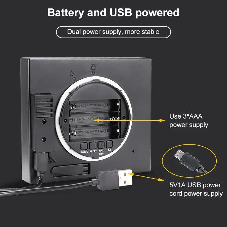 นาฬิกาตั้งเวลาติดผนังห้องน้ำกันน้ำ TS-WP10-W เทอร์โมมิเตอร์และไฮโกรมิเตอร์สำหรับใช้ในบ้าน, TS-WP10-W, TS-WP10-B