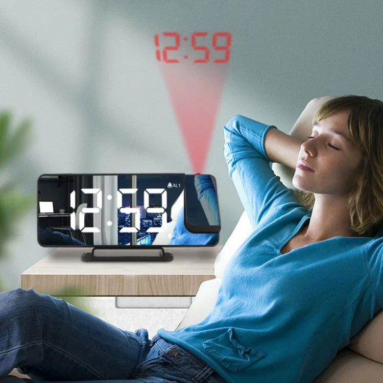 นาฬิกาปลุกดิจิตอล TS-9210 พร้อมการฉายภาพกระจกและแสดงเวลา, TS-9210