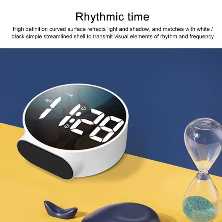 8816 LED Mirror Round Dual-purpose Alarm Clock, 8816(Black), 8816(White)
