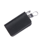 Universal Leather Carbon Fiber Texture Waist Hanging Zipper Wallets Key Holder Bag (No Include Key), Carbon Fiber Texture