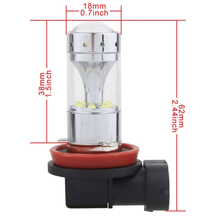 2 PCS H8/H11 60W 1200 LM 6000K Car Fog Lights with 12 CREE XB-D LED Lamps, DC 12V, H8/H11