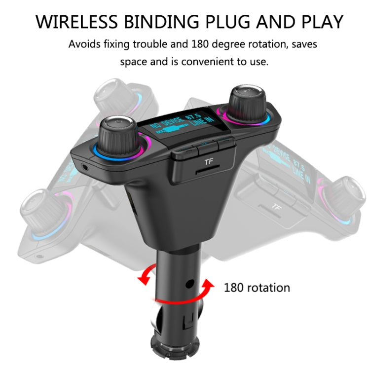 BT06 Dual USB Charging Smart Bluetooth 4.0 + EDR FM Transmitter MP3 Music Player Car Kit with 1.3 inch LED Screen, Support Bluetooth Call, TF Card & U Disk, BT06