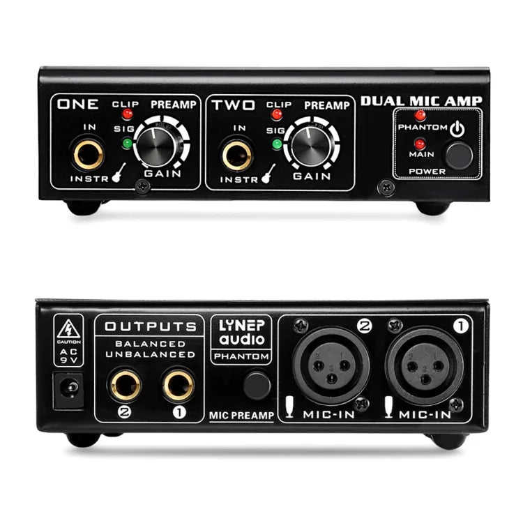 LINEPAUDIO A961 เครื่องขยายเสียงไมโครโฟน 2 ช่องสำหรับกีตาร์ไฟฟ้าและเบสไฟฟ้า, A961