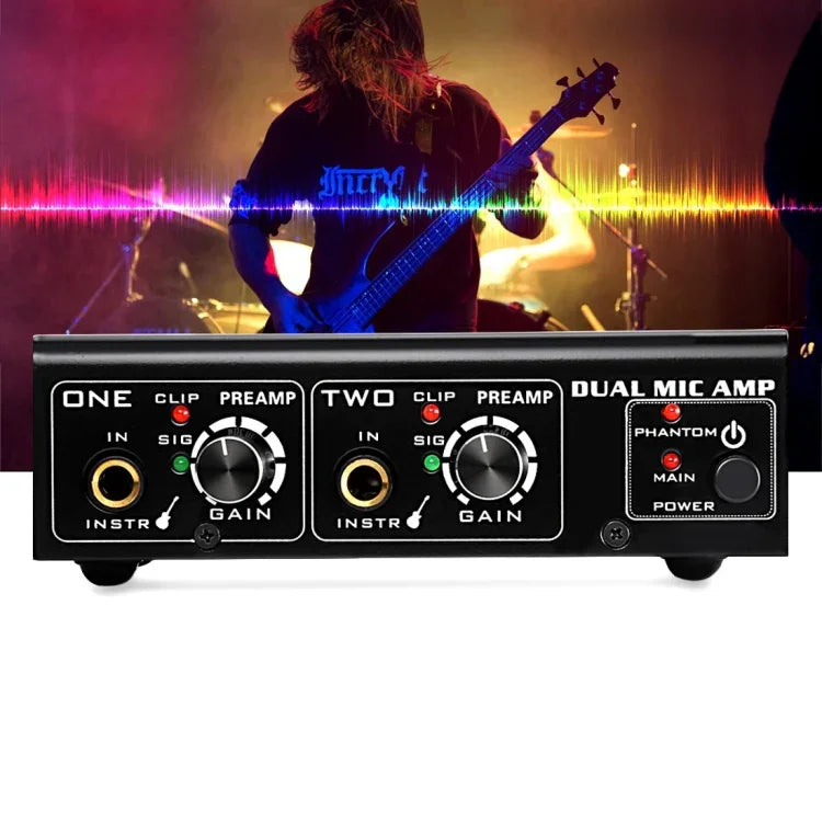 LINEPAUDIO A961 เครื่องขยายเสียงไมโครโฟน 2 ช่องสำหรับกีตาร์ไฟฟ้าและเบสไฟฟ้า, A961