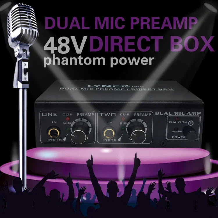 LINEPAUDIO A961 เครื่องขยายเสียงไมโครโฟน 2 ช่องสำหรับกีตาร์ไฟฟ้าและเบสไฟฟ้า, A961