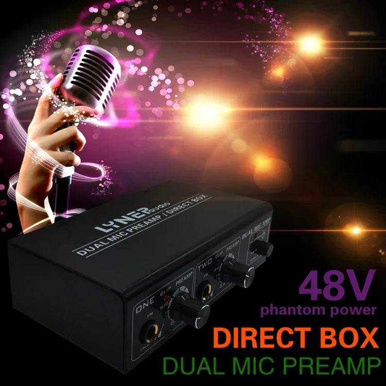 LINEPAUDIO A961 เครื่องขยายเสียงไมโครโฟน 2 ช่องสำหรับกีตาร์ไฟฟ้าและเบสไฟฟ้า, A961