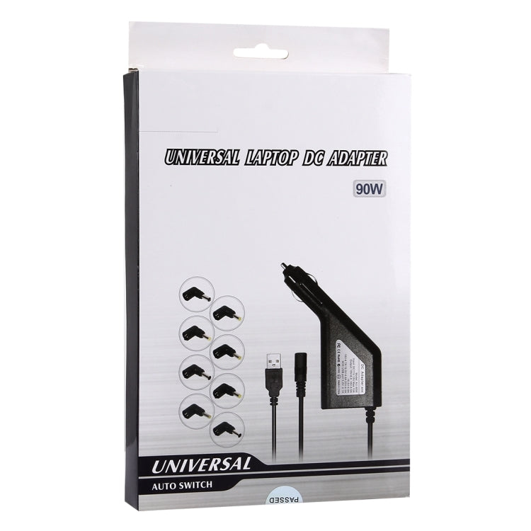 ที่ชาร์จรถยนต์สำหรับโน้ตบุ๊ก 90W พร้อมอะแดปเตอร์ 8 ตัวและพอร์ต USB 1 ช่อง สำหรับ Samsung, Sony, Asus, Acer, IBM, HP, Lenovo