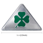 Four Leaf Clover Herb Luck Symbol Aluminum Slim Triangle Badge Emblem Labeling Sticker Styling Car Dashboard  Decoration, Four Leaf Clover 1, Four Leaf Clover 2
