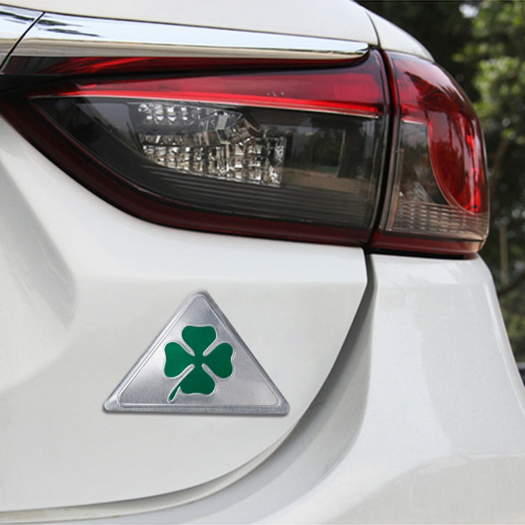 Four Leaf Clover Herb Luck Symbol Aluminum Slim Triangle Badge Emblem Labeling Sticker Styling Car Dashboard  Decoration, Four Leaf Clover 1, Four Leaf Clover 2