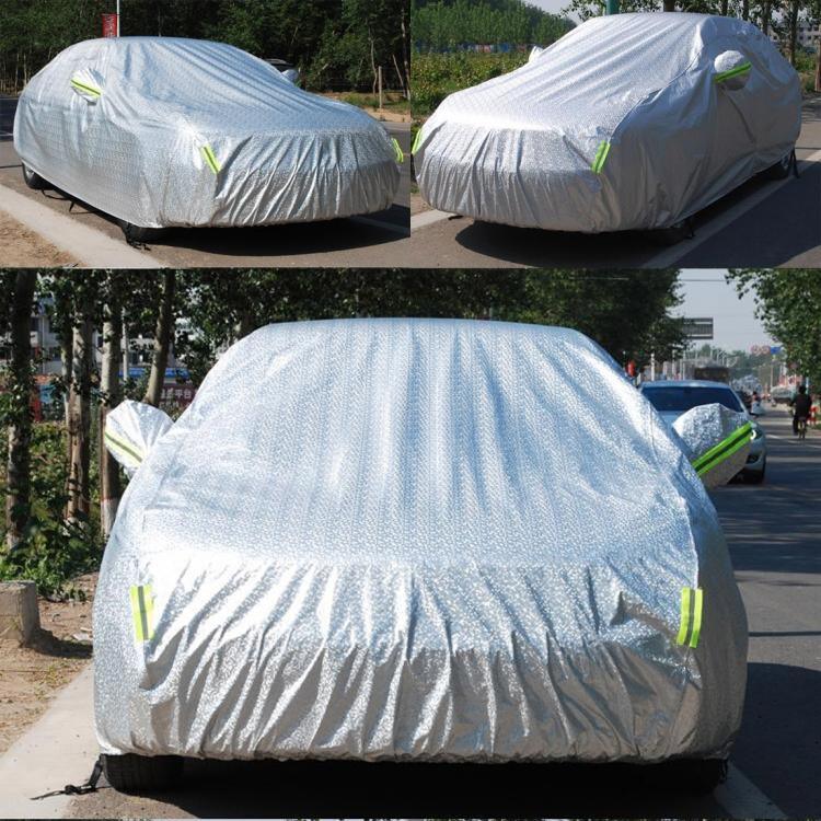 ผ้าคลุมรถ SUV ฟิล์มอลูมิเนียม PEVA ผ้าฝ้ายกันฝุ่น กันน้ำ กันแดด กันน้ำค้างแข็ง กันรอยขีดข่วน ระบายความร้อน พร้อมแถบเตือน, เหมาะสำหรับรถยนต์ยาวไม่เกิน 4.8m(187 นิ้ว), 187inch (L)/เหมาะสำหรับรถยนต์ยาวไม่เกิน 4.8m(187 นิ้ว)