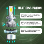 2pcs H7 18W 1800LM 6000K Waterproof IP68 Car Auto LED Headlight with 2 COB LED Lamps, DC 9-36V, H7
