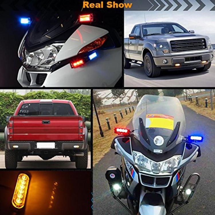 DC 12V-24V 2W 4LEDs SMD-2835 Lamps 17 Flash Patterns 3 Lines Car Flash Lamp Waterproof Car Truck Emergency Strobe Flash Warning Light, Cable Length: 90cm, 4LEDs