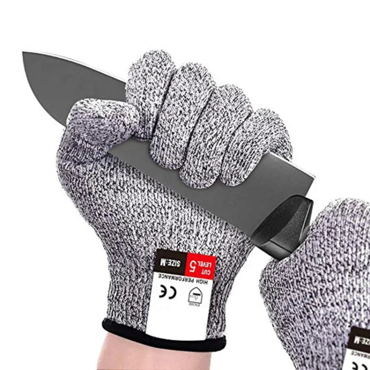 ถุงมือทำสวนกันบาด HPPE เกรดอาหาร ระดับ 5 ป้องกันการบาด ทนทาน ปลอดภัย ขนาด L ความยาว 24 ซม. ขนาด L/สีดำ ขนาด L/สีขาว