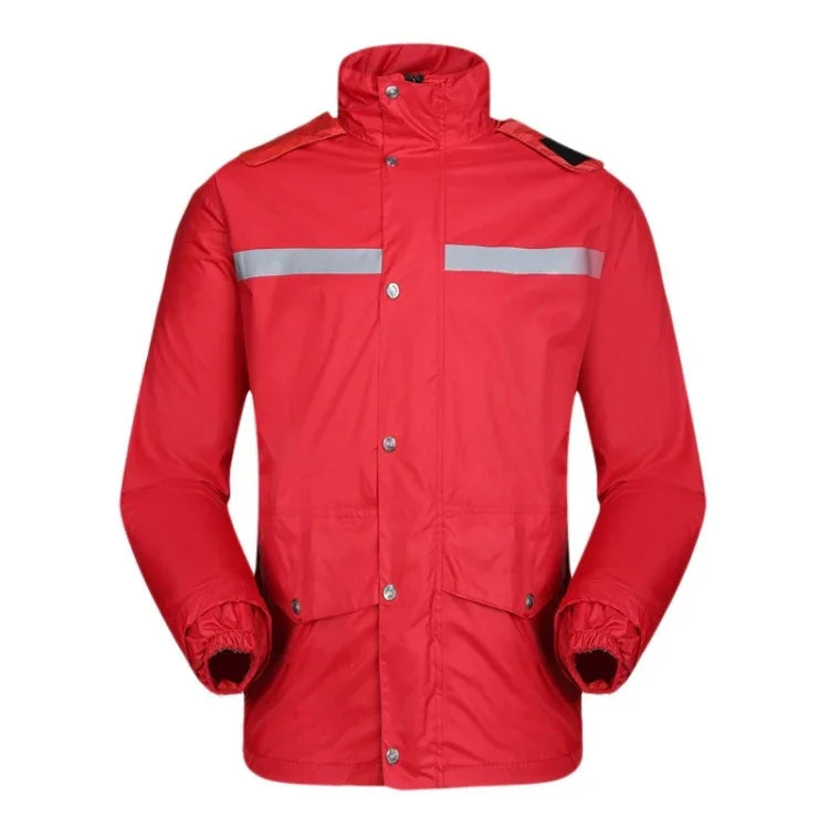 กางเกงกันฝนแยกชิ้นสำหรับขี่มอเตอร์ไซค์สะท้อนแสงทนทาน ขี่จักรยานไฟฟ้ากันลมกันน้ำสำหรับผู้ใหญ่ ขนาด: L (สีแดง), ขนาด: L