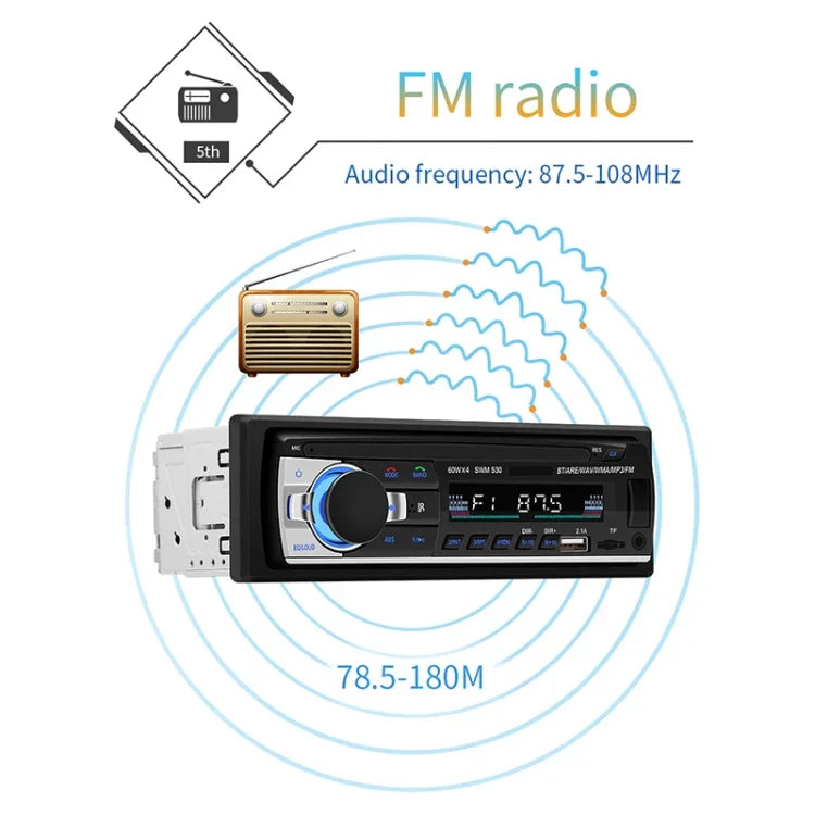 SWM-530 เครื่องชาร์จรถยนต์ 12V แบบ USB คู่ วิทยุ MP3 รองรับ FM และบลูทูธ พร้อมรีโมทคอนโทรล, SWM-530