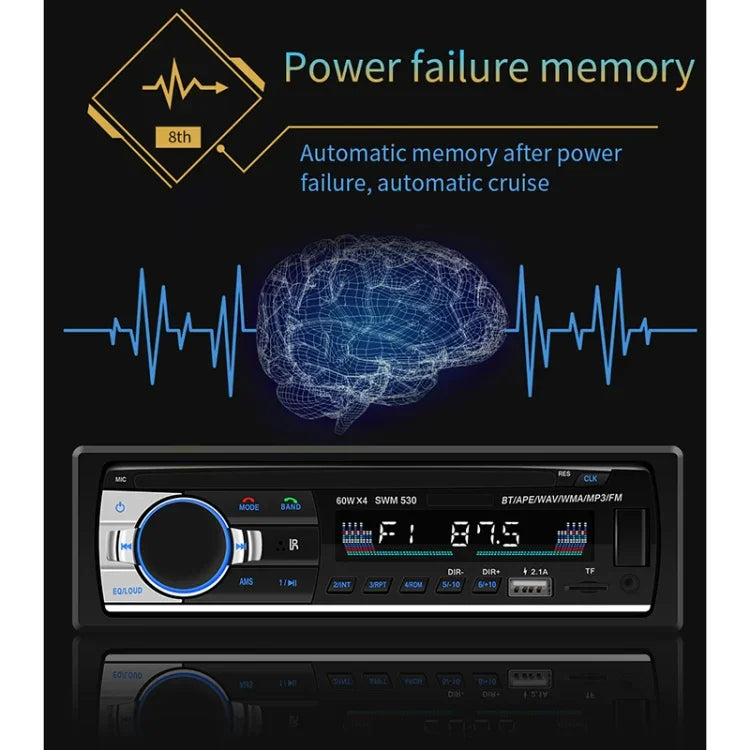 SWM-530 เครื่องชาร์จรถยนต์ 12V แบบ USB คู่ วิทยุ MP3 รองรับ FM และบลูทูธ พร้อมรีโมทคอนโทรล, SWM-530