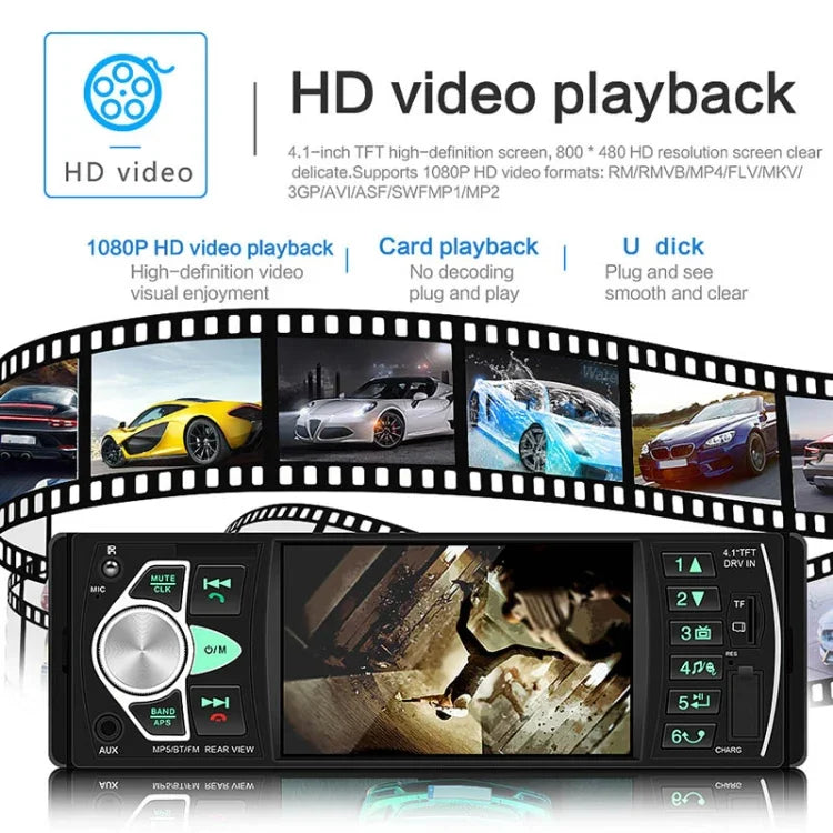 SWM-4022D เครื่องเล่น MP5 วิทยุรถยนต์ 12V หน้าจอ HD 4.1 นิ้ว รองรับ FM บลูทูธ และการ์ด TF พร้อมรีโมทคอนโทรล, SWM-4022D