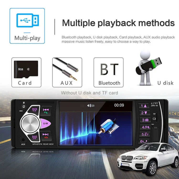SWM-4022D เครื่องเล่น MP5 วิทยุรถยนต์ 12V หน้าจอ HD 4.1 นิ้ว รองรับ FM บลูทูธ และการ์ด TF พร้อมรีโมทคอนโทรล, SWM-4022D