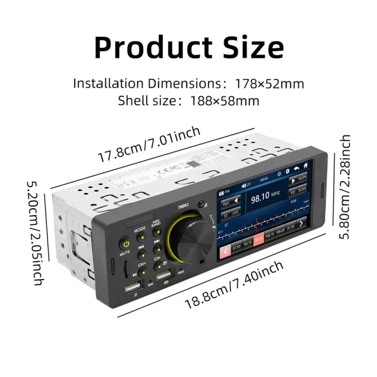 เครื่องรับวิทยุรถยนต์สากล MP5 ขนาด 4.1 นิ้ว รุ่น SWM-7805C หน้าจอสัมผัส รองรับ FM & Bluetooth & การ์ด TF พร้อมรีโมทคอนโทรล