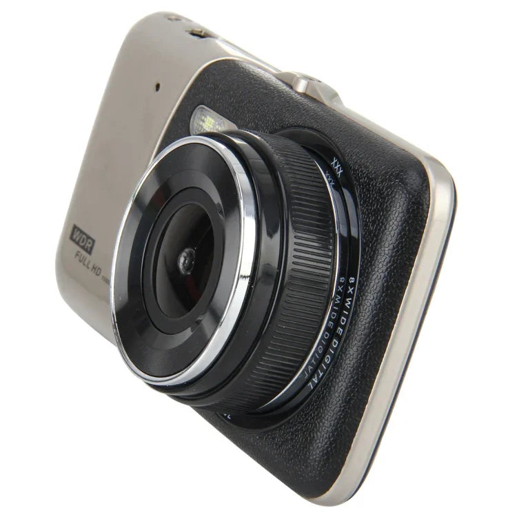 กล้องบันทึกวิดีโอความละเอียดสูงขนาด 4 นิ้ว พร้อมกล้องแยก F2.0 ความละเอียด 12MP มุมกว้าง 170 องศา / บันทึกภาพวนซ้ำมุมหลัง / บันทึกด้วยเซ็นเซอร์ G / WDR Full HD / กล้องหน้าความละเอียด 1080P / กล้องหลังความละเอียด 720P / รองรับการ์ด TF ขนาด 32G, ขนาด 4 นิ้ว