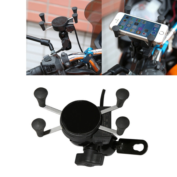 Universal 12V Motorcycle USB Phone Charger with Holder, Suitable for 3.5-6.5 inch Smartphones, X-3