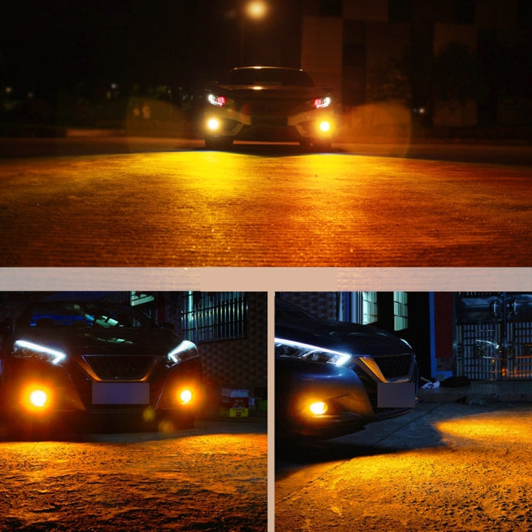 2 PCS Super Bright PSX24W DC 12V 5W 350LM Auto Car Fog Light with 16 SMD-3030 LED Bulbs Lamp, White + Yellow Light, PSX24W