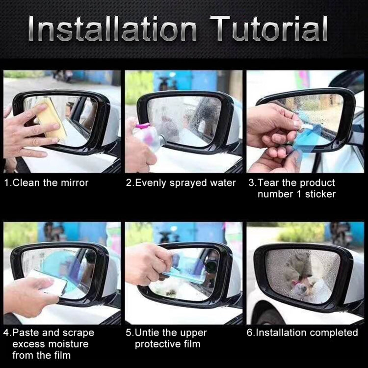 Car Round PET Rearview Mirror Protective Window Clear Anti-fog Waterproof Rain Shield Film, Diameter: 8cm, 8*8cm
