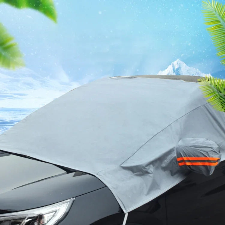ผ้าคลุมกันหิมะสำหรับกระจกหน้ารถยนต์ ป้องกันแสงแดดและน้ำแข็ง ขนาด 240 x 210 ซม.