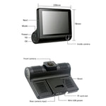 กล้องติดรถยนต์ DVR ขนาดหน้าจอ 4.0 นิ้ว IPS ความละเอียด 5.0 ล้านพิกเซล มุมกว้าง 170 องศา Full HD 1080P 3 ช่อง รองรับไฟเติมสำหรับกลางคืน / กล้องมองหลัง / การ์ด TF (สูงสุด 32GB) / เซ็นเซอร์ G / ตรวจจับการเคลื่อนไหว, 170 องศา