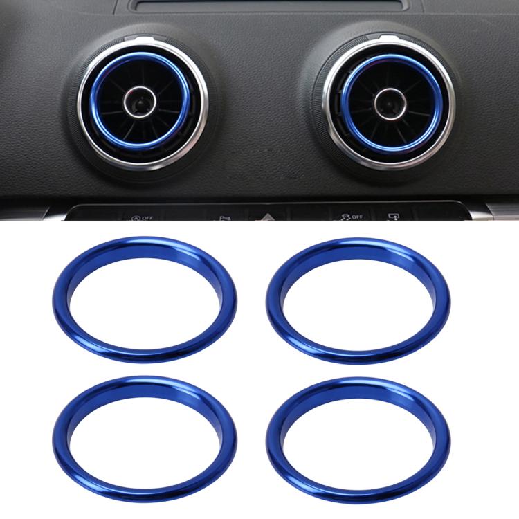 4 PCS Car Outlet Decorative Rings Aluminum Alloy Air Outlet Chrome Trim Ring Car Dashboard  Air Vents Cover Sticker Decoration for Audi A3, For Audi A3