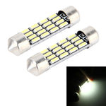 2 PCS 2W 100 LM 6000K 36MM Bicuspid Port Car Dome Lamp LED Reading Light with 16 SMD-4014 LED Lamps, DC 12V, 36MM