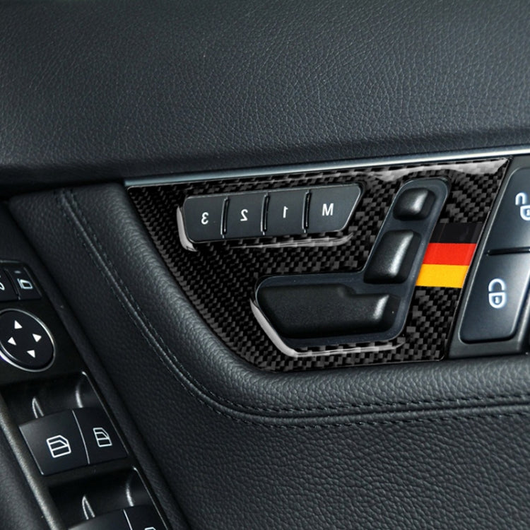2 PCS German Flag Car Carbon Fiber Right Drive Seat Adjustment Panel Decorative Sticker for Mercedes-Benz W204 2007-2013, Right Drive Seat Adjustment (A)