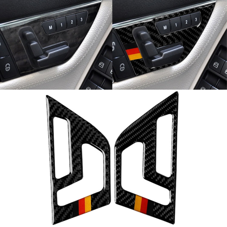 2 PCS German Flag Car Carbon Fiber Seat Adjustment Panel Decorative Sticker for Mercedes-Benz W204 2007-2013, Seat Adjustment