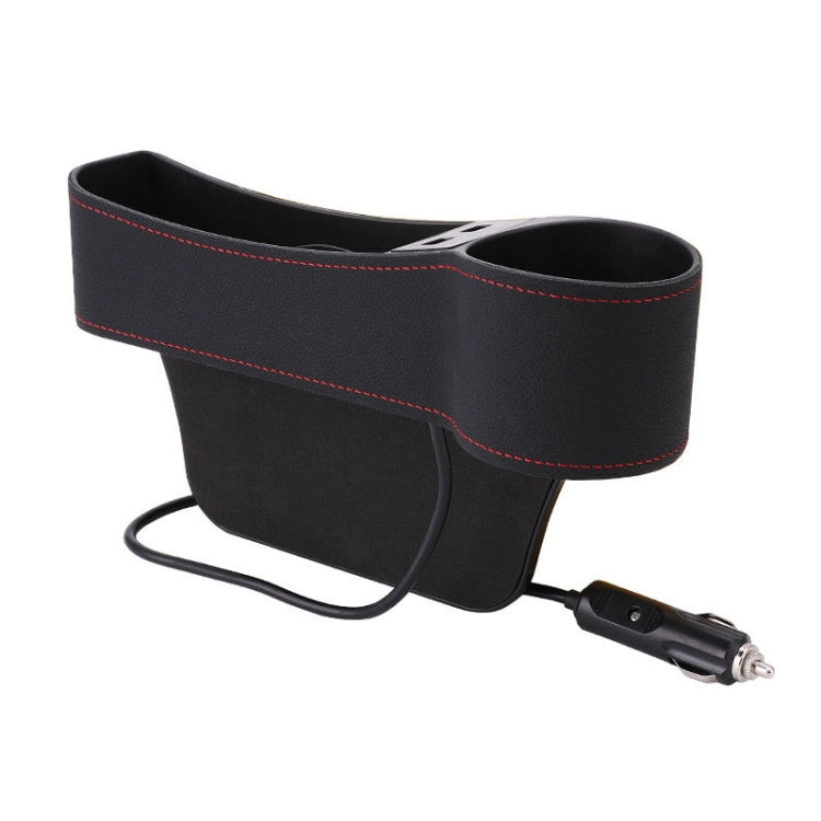 Car Multi-functional Co-pilot Seat Console PU Leather Box Cigarette Lighter Charging Pocket Cup Holder Seat Gap Side Storage Box, Co-pilot Seat