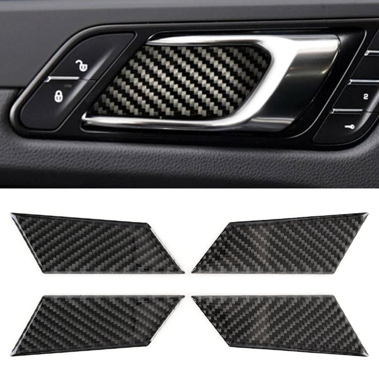 4 PCS Carbon Fiber Car Inner Door Bowl Decorative Sticker for Porsche Macan, Inner Door Bowl