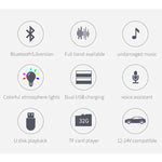 BC42 Bluetooth 5.0 โคมไฟบรรยากาศสีสันหลากหลายในรถยนต์ เครื่องเล่น MP3 รองรับการ์ด TF & ยูดิสก์ & FM, BC42