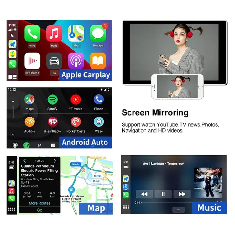 โมดูลบลูทูธไร้สายสำหรับนำทางรถยนต์ Android / Apple Carplay อะแดปเตอร์ USB สมาร์ทโฟนอัตโนมัติ รุ่น CPC200-Autokit