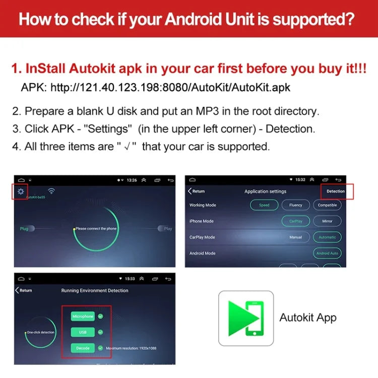 โมดูลบลูทูธไร้สายสำหรับนำทางรถยนต์ Android / Apple Carplay อะแดปเตอร์ USB สมาร์ทโฟนอัตโนมัติ รุ่น CPC200-Autokit
