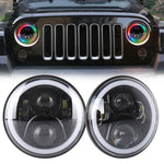 2 PCS 7 inch DC12V 6000K-6500K 50W Car LED Headlight Cree Lamp Beads for Jeep Wrangler / Harley, Support APP + Bluetooth Control, DC12V 6000K-6500K