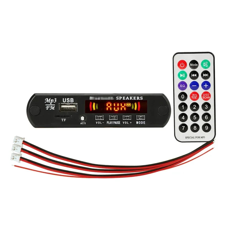 บอร์ดถอดรหัสเครื่องเล่น MP3 เสียงรถยนต์ 12V 2x3W วิทยุ FM TF USB AUX 3.5 มม. พร้อมบลูทูธ / ฟังก์ชันบันทึกเสียงโทรศัพท์ / แอมพลิฟายเออร์ / รีโมทคอนโทรล