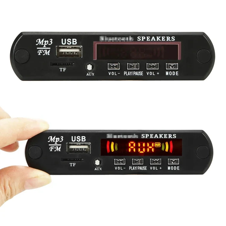 บอร์ดถอดรหัสเครื่องเล่น MP3 เสียงรถยนต์ 12V 2x3W วิทยุ FM TF USB AUX 3.5 มม. พร้อมบลูทูธ / ฟังก์ชันบันทึกเสียงโทรศัพท์ / แอมพลิฟายเออร์ / รีโมทคอนโทรล