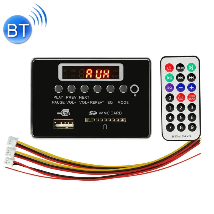 Car 5V Audio MP3 Player Decoder Board FM Radio SD Card USB AUX, with Bluetooth / Remote Control, 5V, 5V (Silver Grey)
