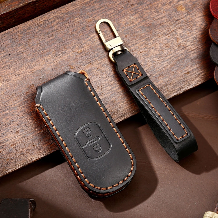 Hallmo Car Cowhide Leather Key Protective Cover Key Case for Mazda Axela 2-button, For Mazda Axela 2-button