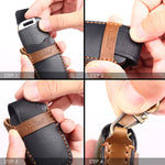 Hallmo Car Cowhide Leather Key Protective Cover Key Case for Hyundai 4-button, For Hyundai 4-button
