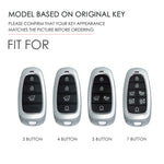 Hallmo Car Cowhide Leather Key Protective Cover Key Case for Hyundai 4-button Start, For Hyundai 4-button Start